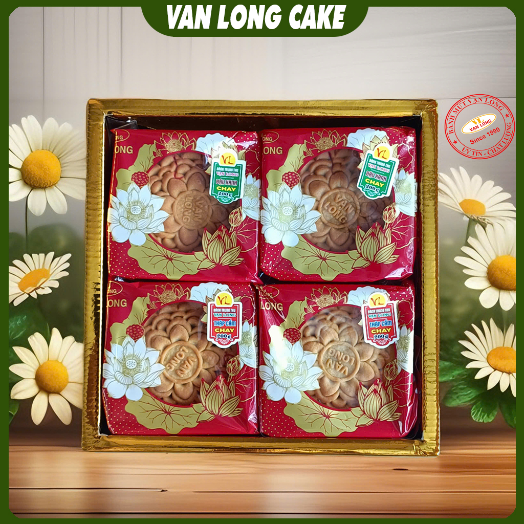 [BÁNH CHAY] Hộp bánh trung thu chay 4 cái 200g (thập cẩm + đậu xanh)