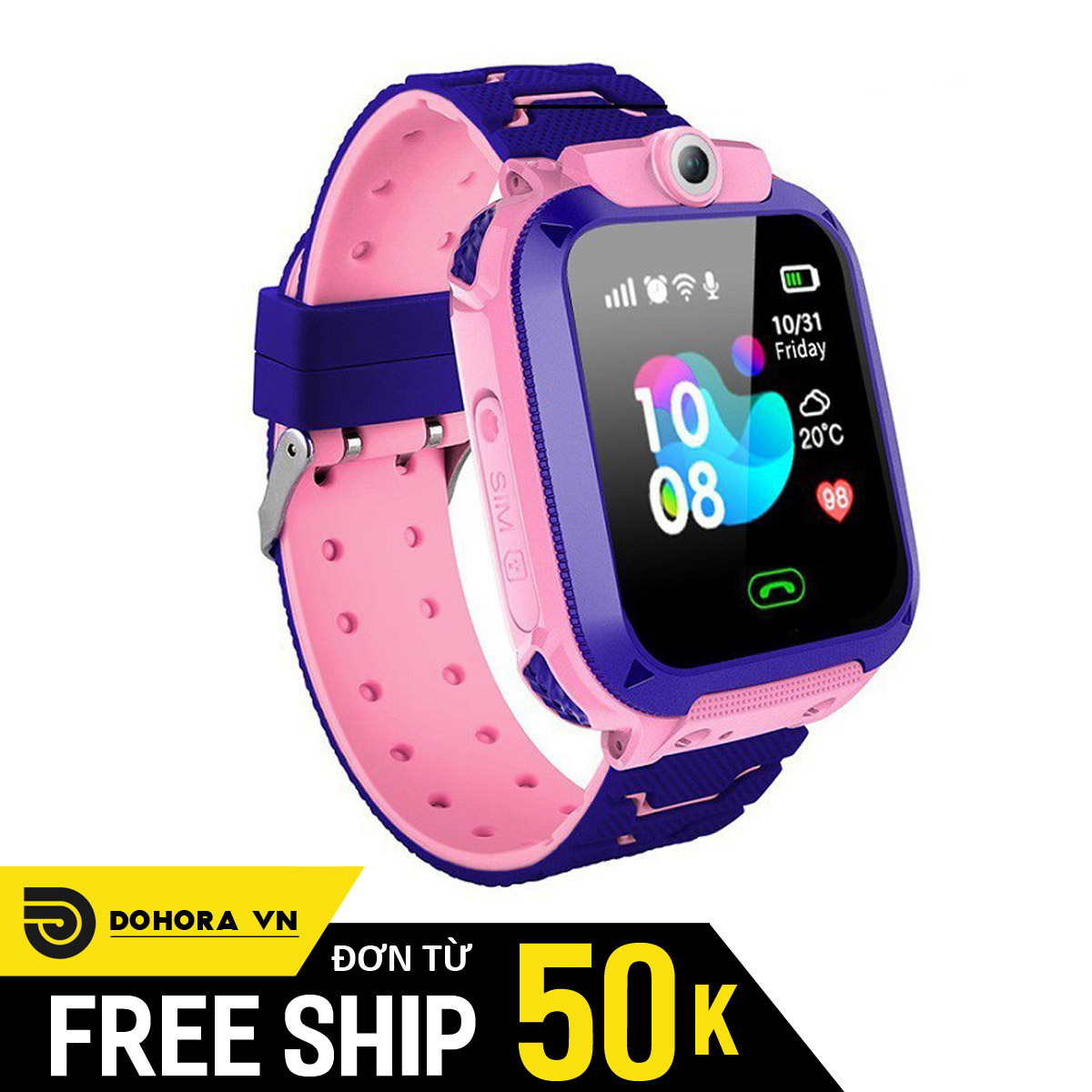 Đồng hồ thông minh có định vị dành cho trẻ em Q12N, nghe gọi, gửi tin nhắn 2 chiều tốt, chống nước tốt, 2 màu lựa chọn