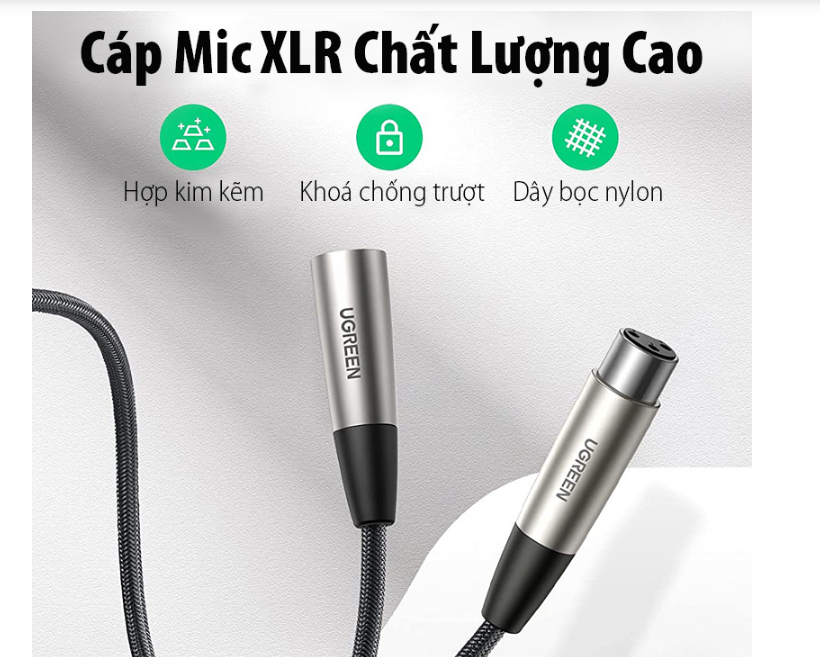 Cáp Nối Dài MIC XLR 3pin Ugreen ( 3m 20504 , 5m 40492 ) Chính Hãng