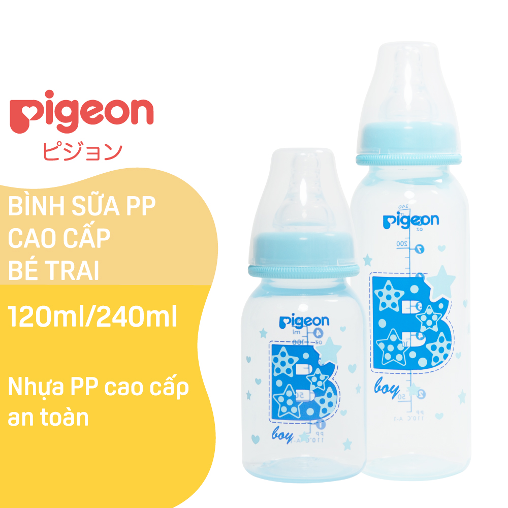 Bình sữa cổ hẹp PP cao cấp bé trai Pigeon 240ml (M)