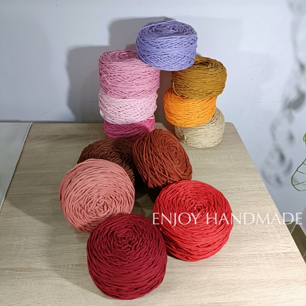 Dây thừng macrame cotton 3 xoắn, 3mm / 5mm, 0.5kg