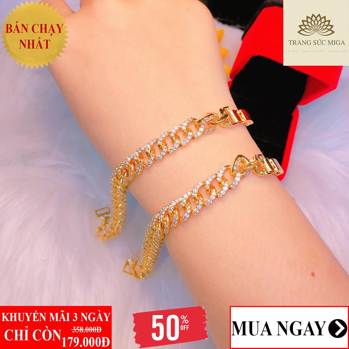 [HCM]Vòng tay lắc tay xích vàng 18k không bay màu Trang Sức Miga VL26081921 - đeo đi làm công sở cực đẹp