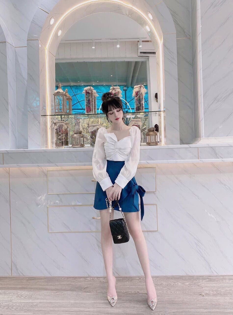 SÉT ÁO + CHÂN VÁY PHỐI NƠ XINH XINH