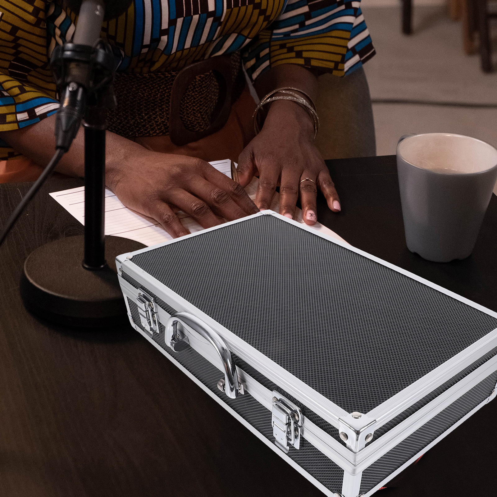 PickEgg Convenient Microphone Suitcase Wireless Microphone Storage Organizer Box