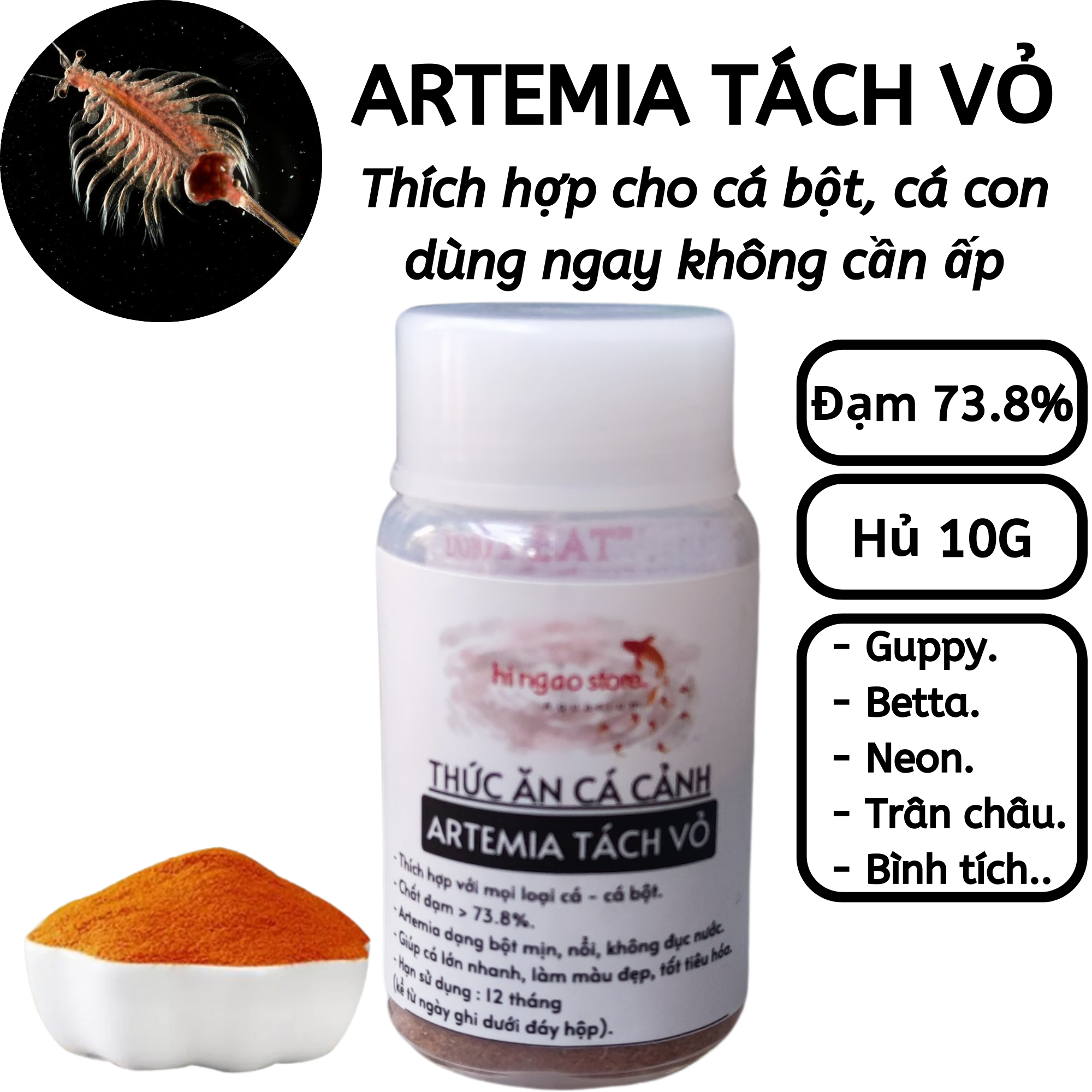 Artemia powder food for Guppy, Betta, neon, sputtering-fish food | Hingaostore.