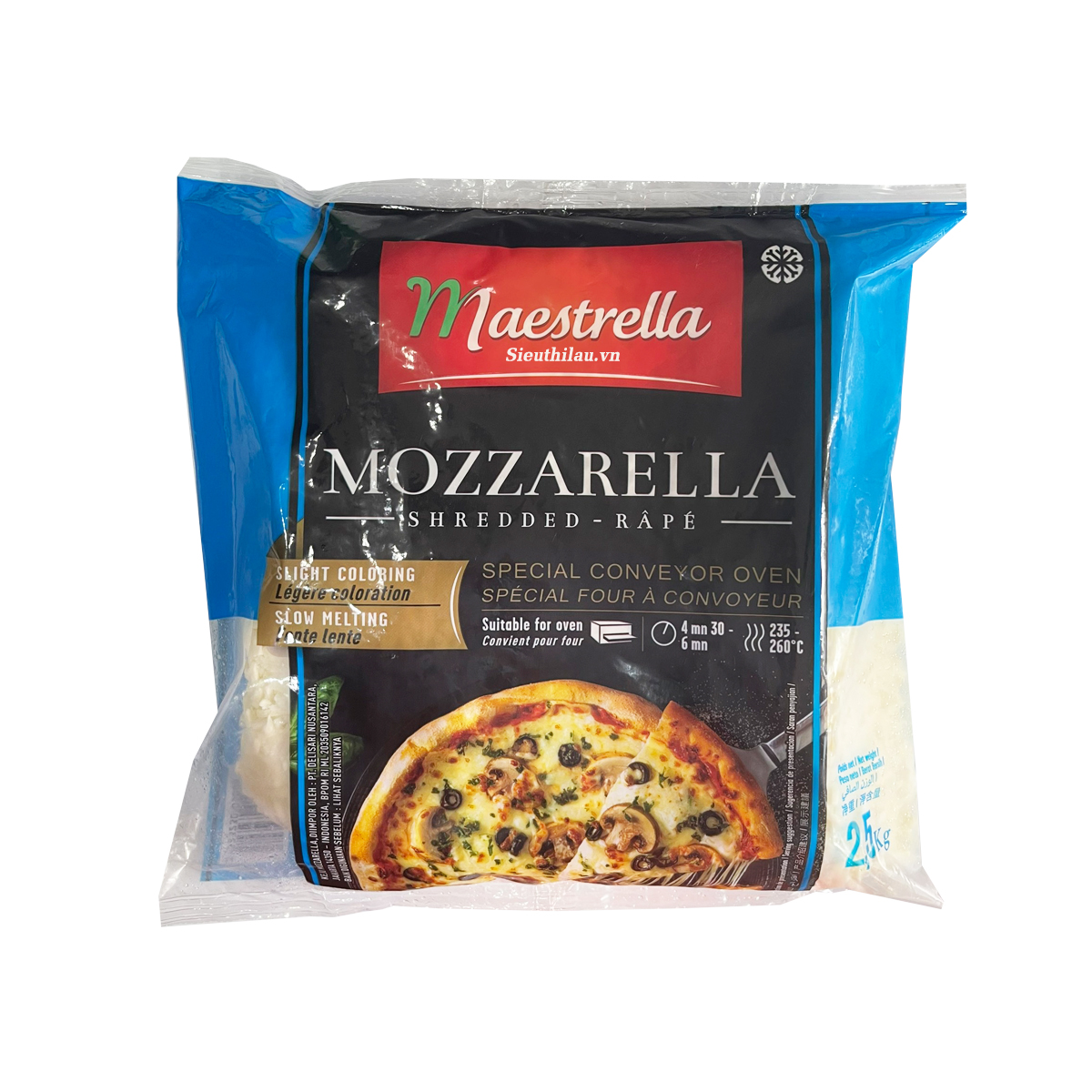 [Tokbokki Store] [HCM SHIP 2H] Phô Mai Bào Sợi Mozzarella Nhập Khẩu Pháp 2,5kg