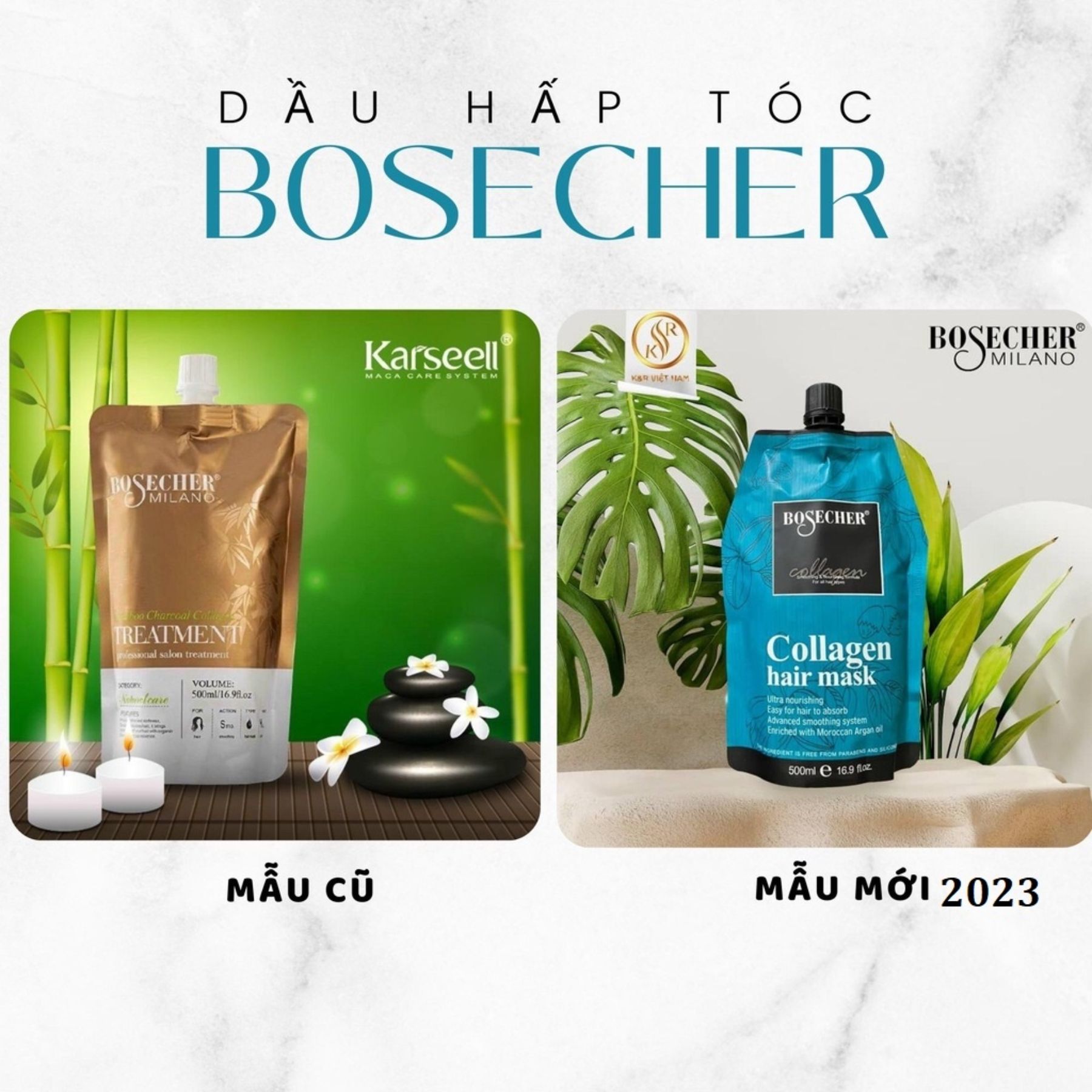 Ủ tóc hấp phục hồi tóc kem hấp hấp tóc BOSECHERCollagen Keratin túi 500ml