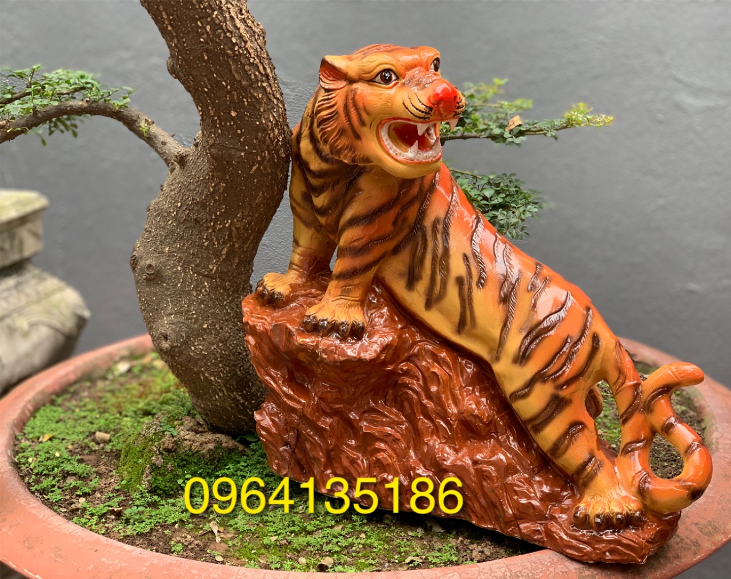 Tượng hổ h36cm tiểu cảnh trang trí gốm sứ Bát Tràng