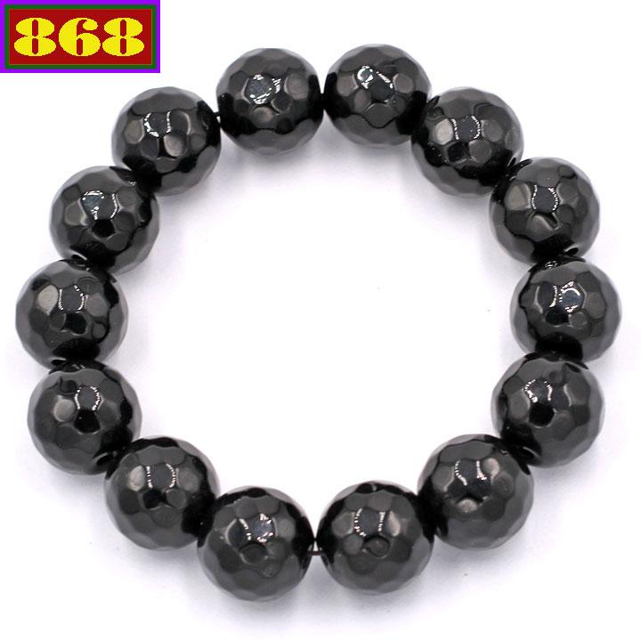 Vòng đeo tay thạch anh Đen cắt giác 14 ly 14 hạt - Chuỗi hạt đeo tay đá phong thủy - Sản phẩm có kích thước lớn phù hợp cho nam