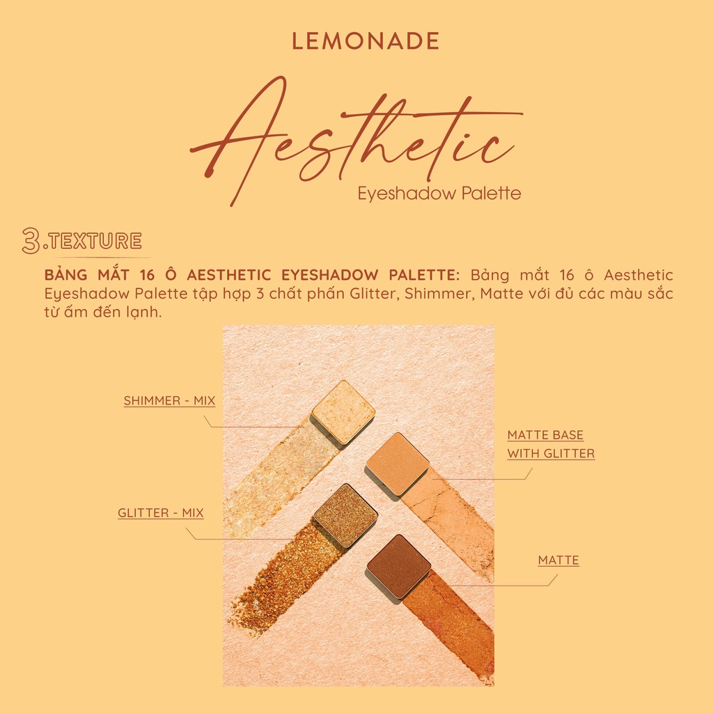 Bảng phấn mắt Lemonade Aesthetic Eyeshadow Palette 16 ô 20.8g