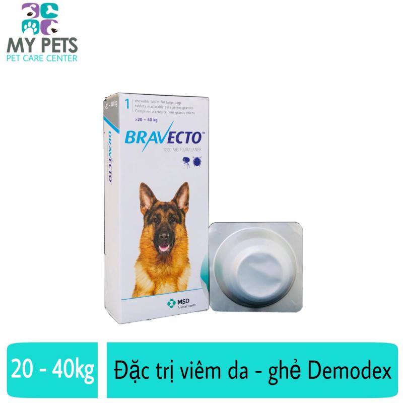 Thuốc trị ve, bọ chét, viêm da, ghẻ máu demodex cho chó - Bravecto 20 - 40kg