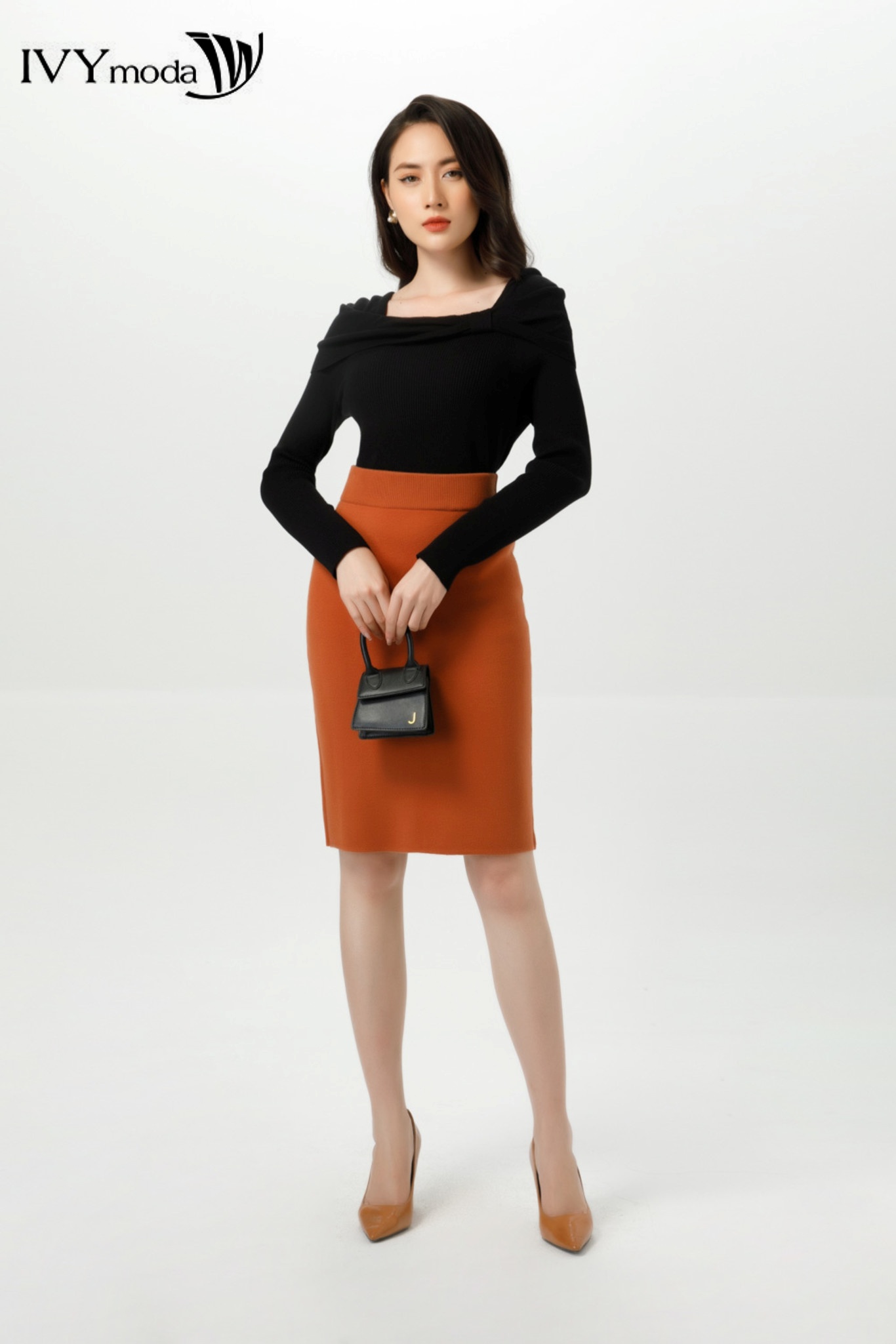 Áo len gân cổ cách điệu IVY Moda MS 58B8861