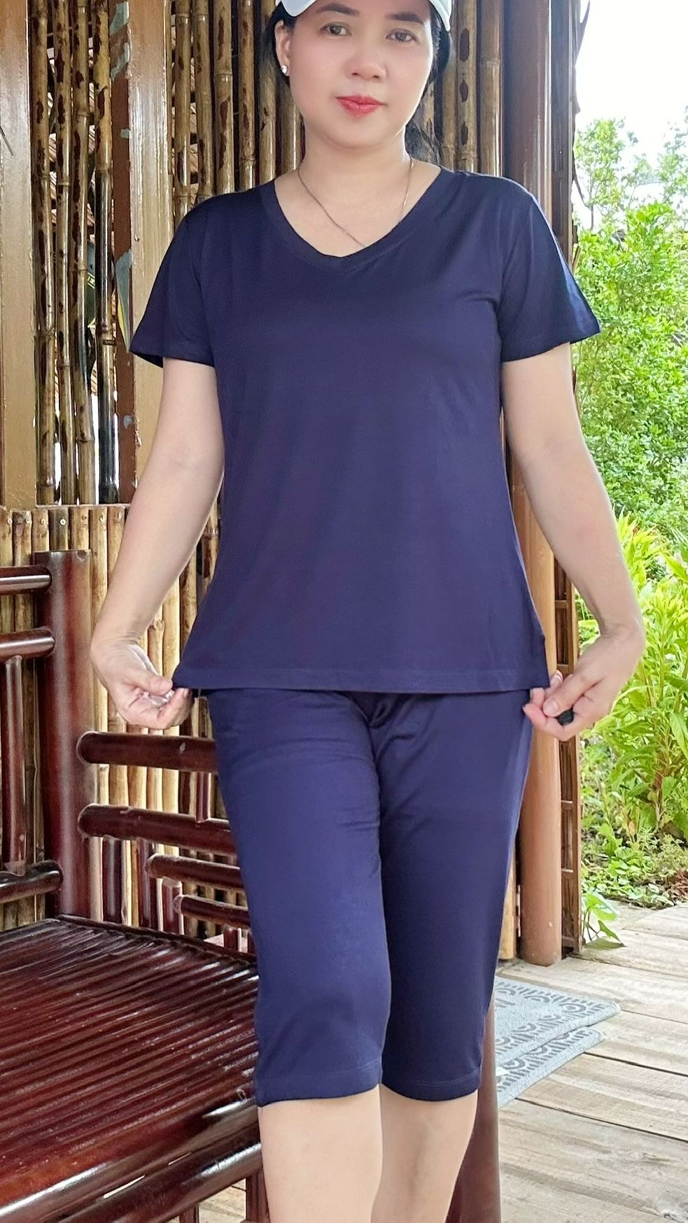 TPS1108(L-7XL) Đồ Bộ Lửng Cổ Tim Chất Thun Lụa TuyenPhan Bigsize