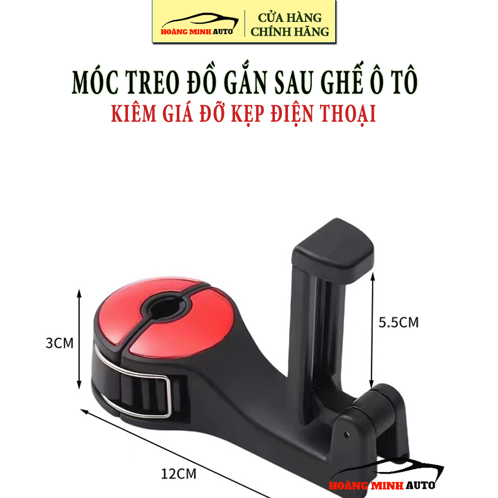 Móc Treo Đồ Gắn Sau Ghế Kiêm Kẹp Điện Thoại Cho Xe Ô Tô