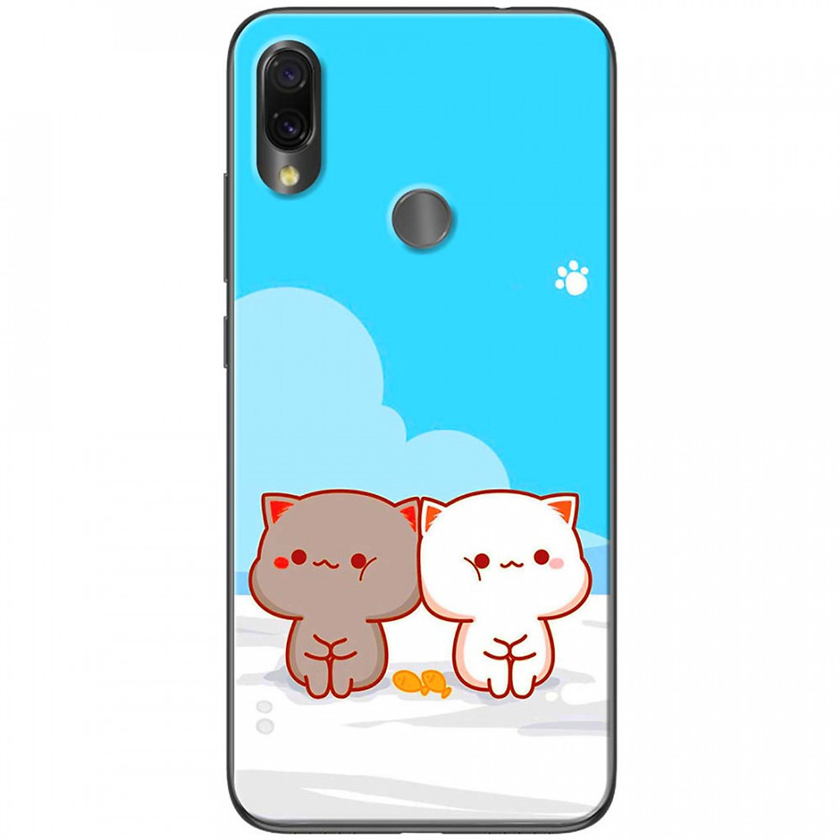 Ốp lưng dành cho Xiaomi Redmi Note 7 mẫu Mèo mập nền xanh