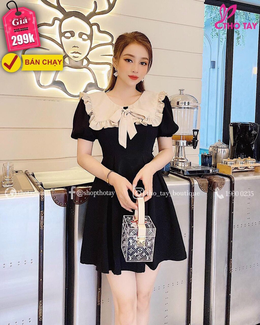 ĐẦM TIỂU THƯ CỔ BÈO THẮT NƠ XINH XẮN