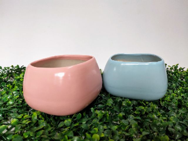 Chậu sứ méo Asa (màu ngẫu nhiên) , gốm sứ Bát Tràng cao cấp