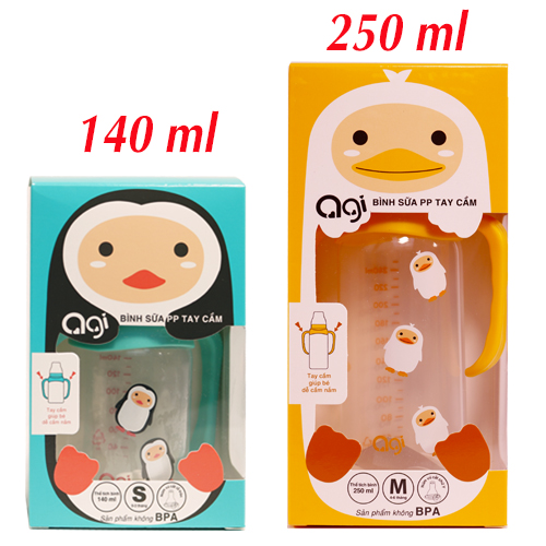 Bình sữa PP tay cầm Agi 140ml/250ml (giao hình ngẫu nhiên)