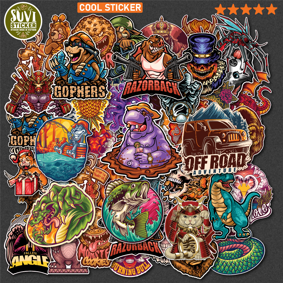 Sticker Cool Ngầu 2 chống nước dán laptop, điện thoại, đàn guitar, mũ bảo hiểm. MSP: O07