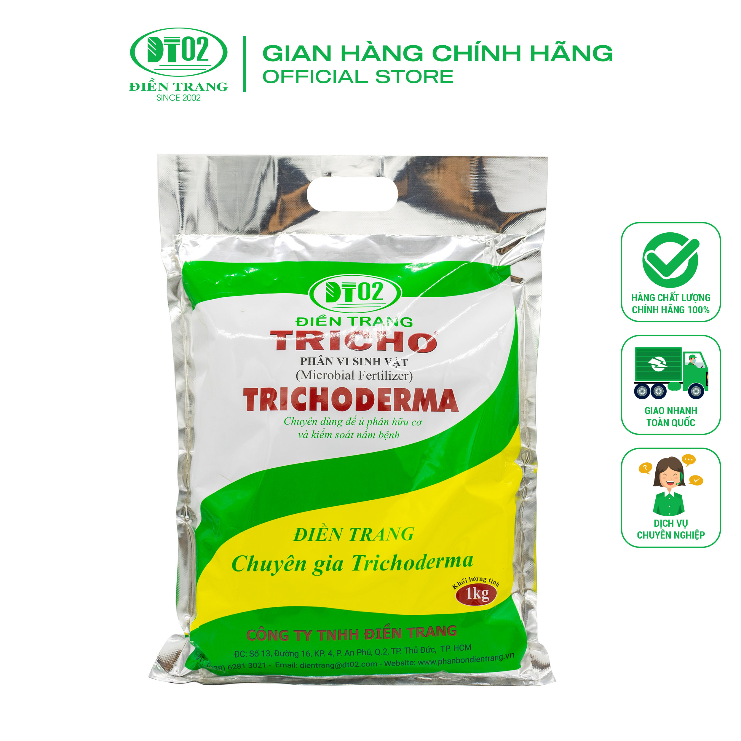Trichoderma nấm đối kháng Trichoderma Điền Trang, ngăn ngừa nấm bệnh, men ủ 1Kg