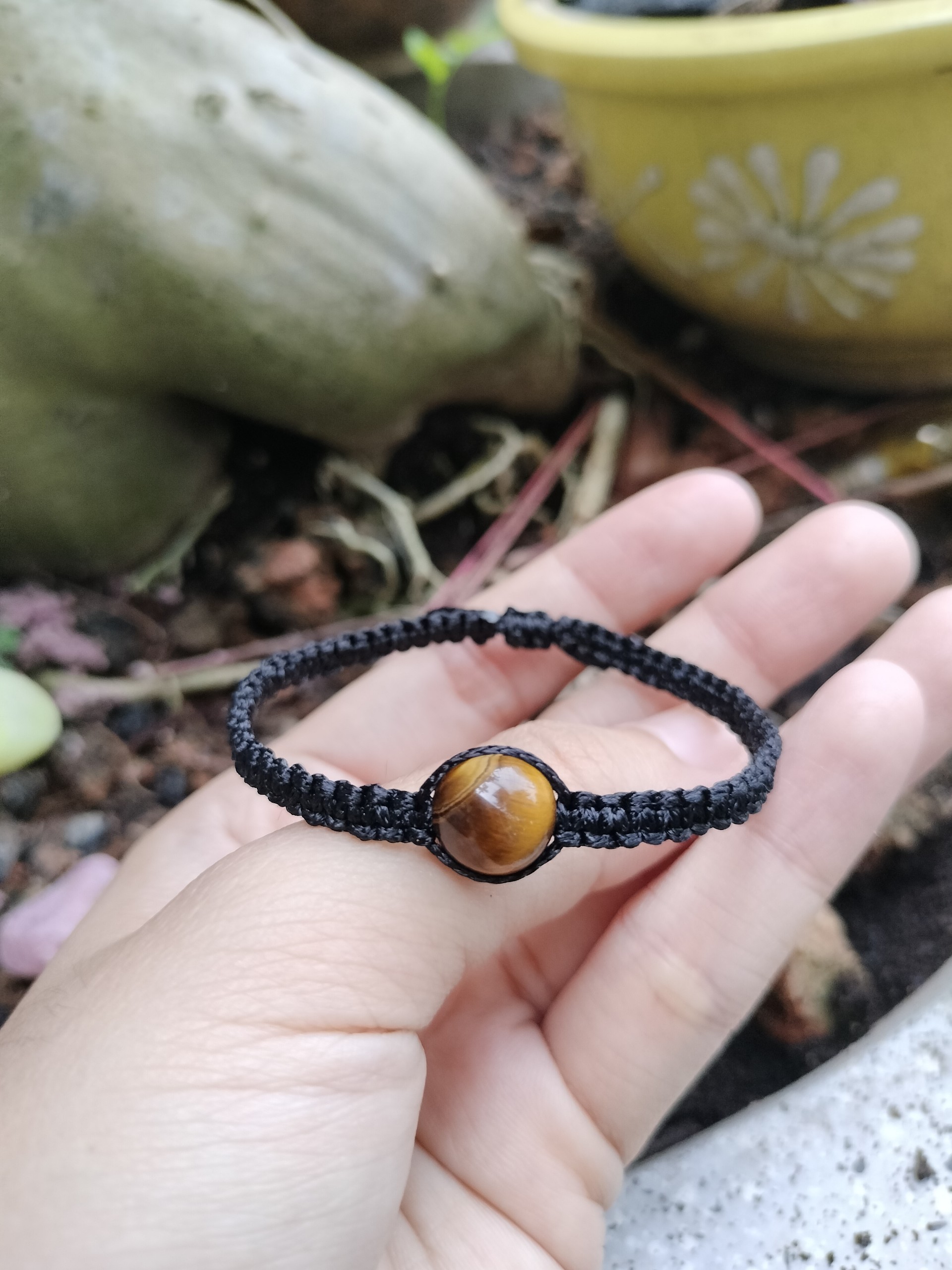 [Mệnh Kim + Mệnh Thổ] Vòng tay tết dây đá mắt hổ