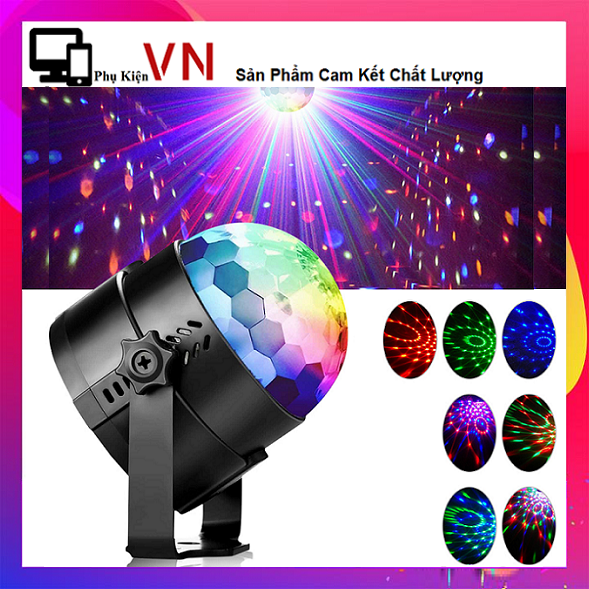 Đèn Led Xoay 360 Độ Trang Trí 7 Màu  - Đèn Trang Trí Sân Khấu  Phòng Karaoke 3 Màu  Xoay 360 Độ Hiệu Ứng Nhấp