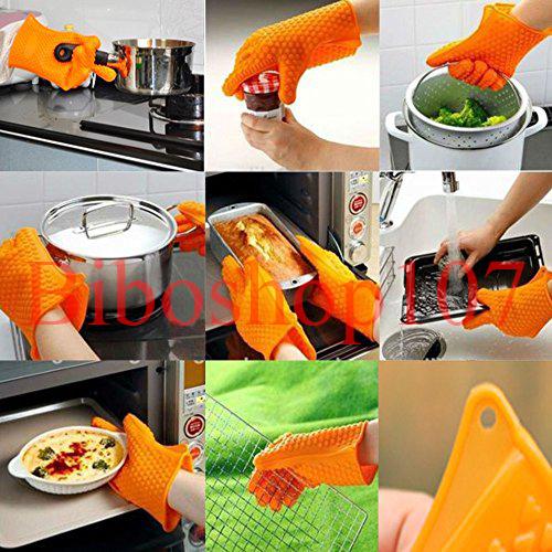 2 chiếc găng tay silicon chống nóng cách nhiệt