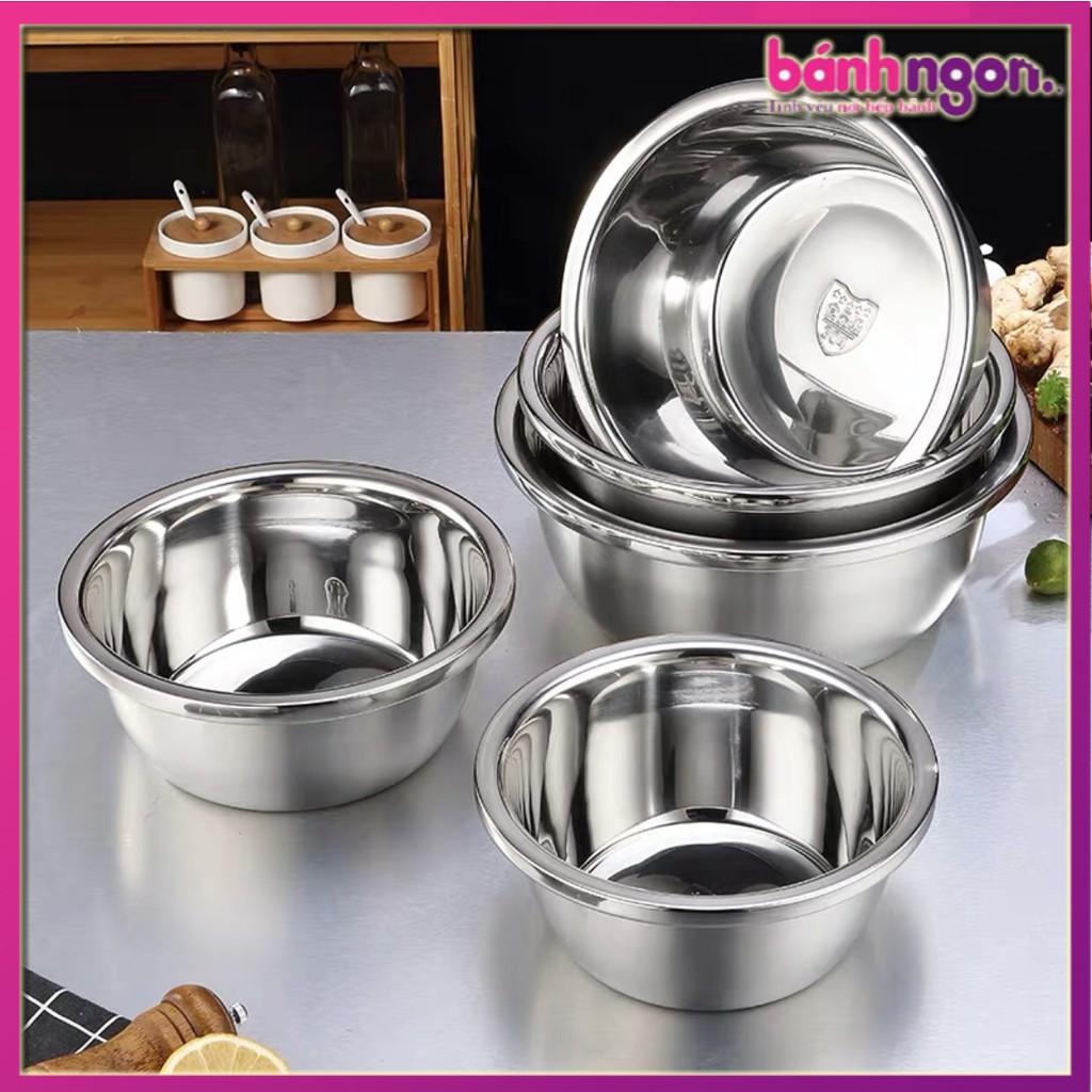 Âu Trộn Bột,Bowl Trộn Bột,Tô Trộn Bột,Bát Trộn inox *Đế Bằng* Loại Dầy 20cm-22cm-24cm-26cm-28cm