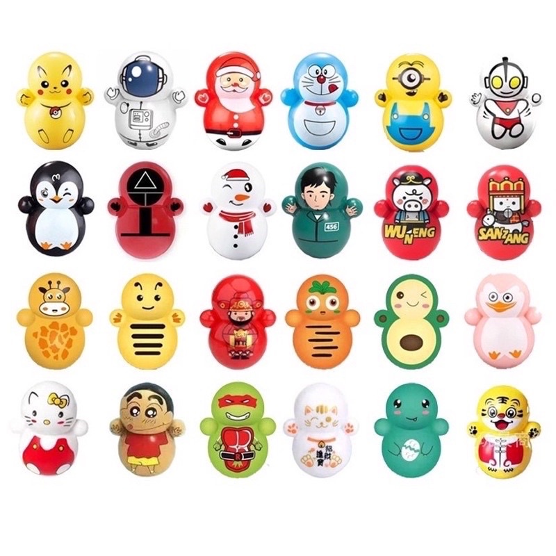 Lật đật squid game mini, đồ chơi lật đật mini doraemon cho bé cute dễ thương giá rẻ (pikachu, trò chơi con mực, minion)
