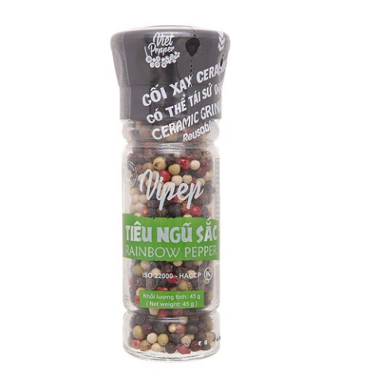 [Hũ 45g] Tiêu ngũ sắc Vipep có cối xay