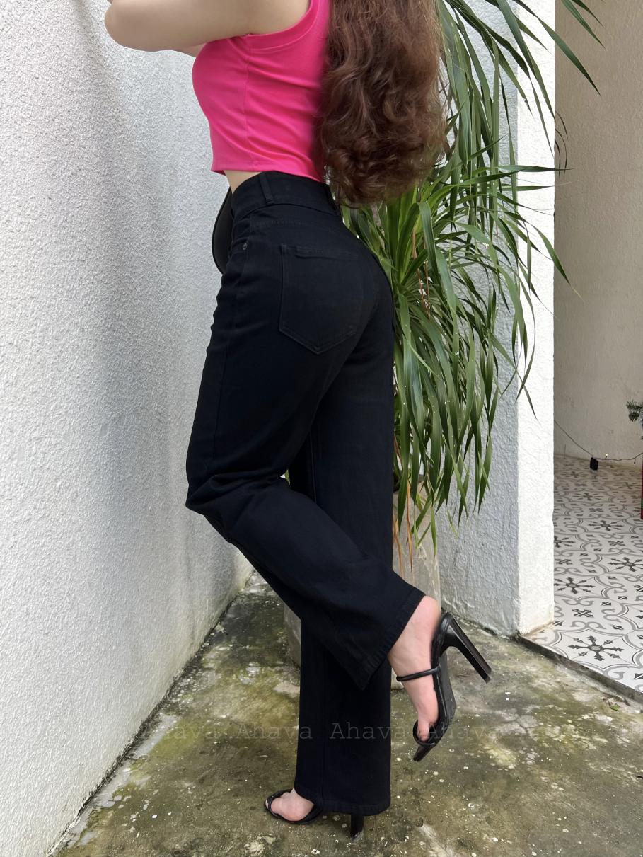 QUẦN JEANS DÀI ỐNG SUÔNG LƯNG LỚN 2 NÚT