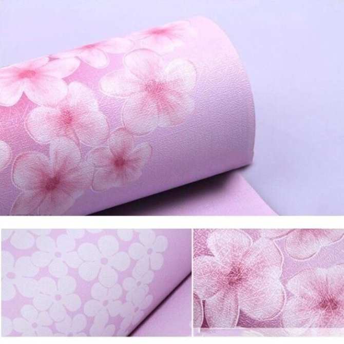 Giấy dán tường hình tú cầu hồng ( cuộn dài 10m khổ rộng 45cm, có sẵn keo)