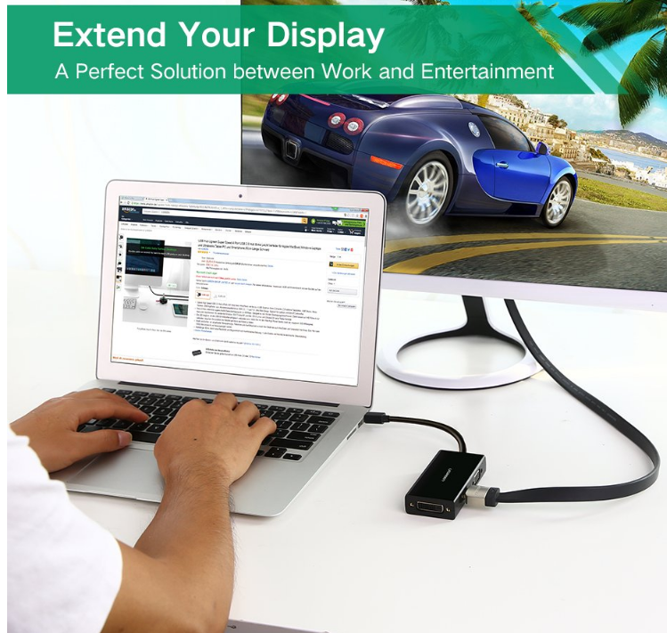 Cáp Chuyển Mini Displayport sang HDMI/DVI/VGA Ugreen 20418 Chính Hãng