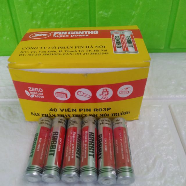 Bộ vỉ 4 pin AAA loại 1.5V rabbit con thỏ