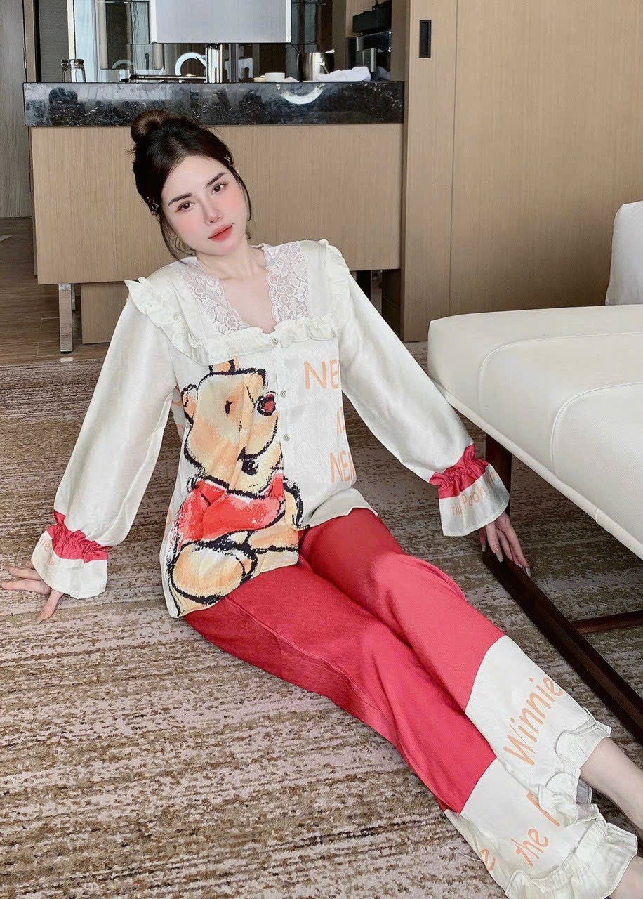 Đồ bộ mặc nhà Pijama chất lụa xước ánh kim cao cấp