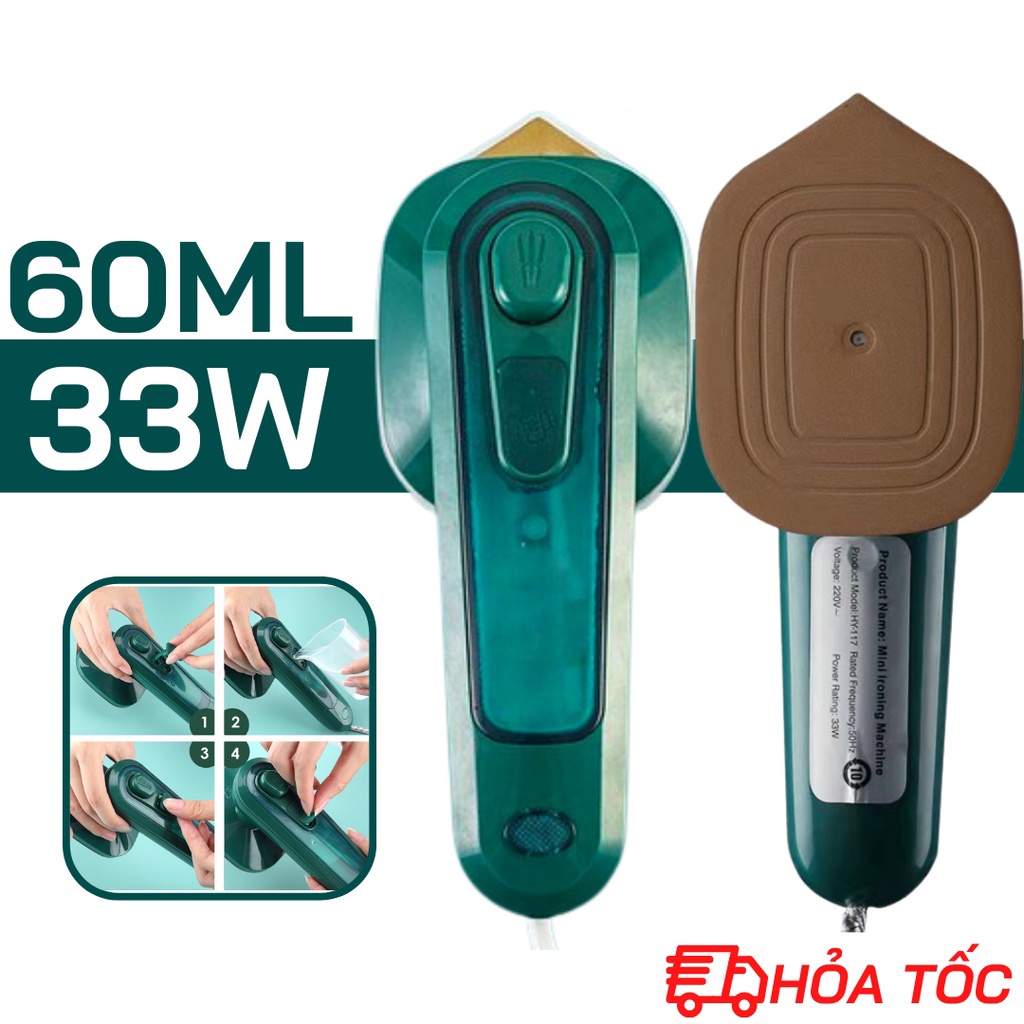 Bàn Ủi Hơi Nước Cầm Tay Mini Du Lịch-máy ủi khô bằng điện quần áo nhanh công suất 33W, thiết kế đứng nhỏ gọn thông minh, Bàn ủi mini cầm tay, Bàn là hơi nước cầm tay, Bàn ủi hơi nước mini, bàn ủi mini cầm tay, Bàn ủi hơi nước.
