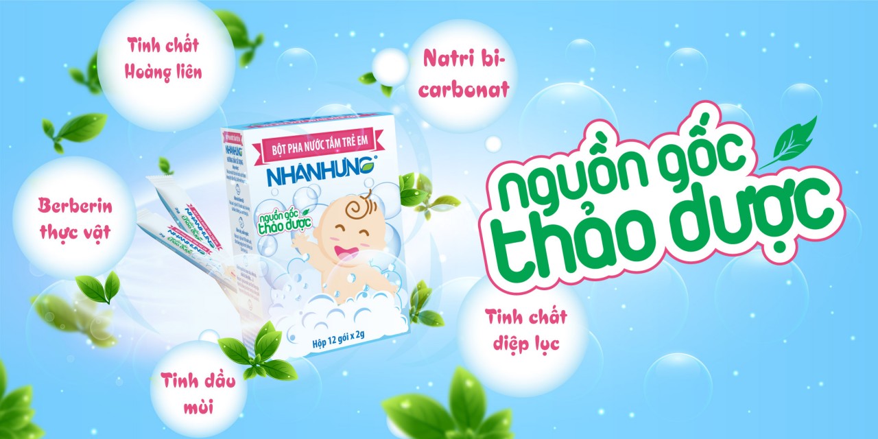 Bột pha nước tắm trẻ em Nhân Hưng (Hộp 30 gói)