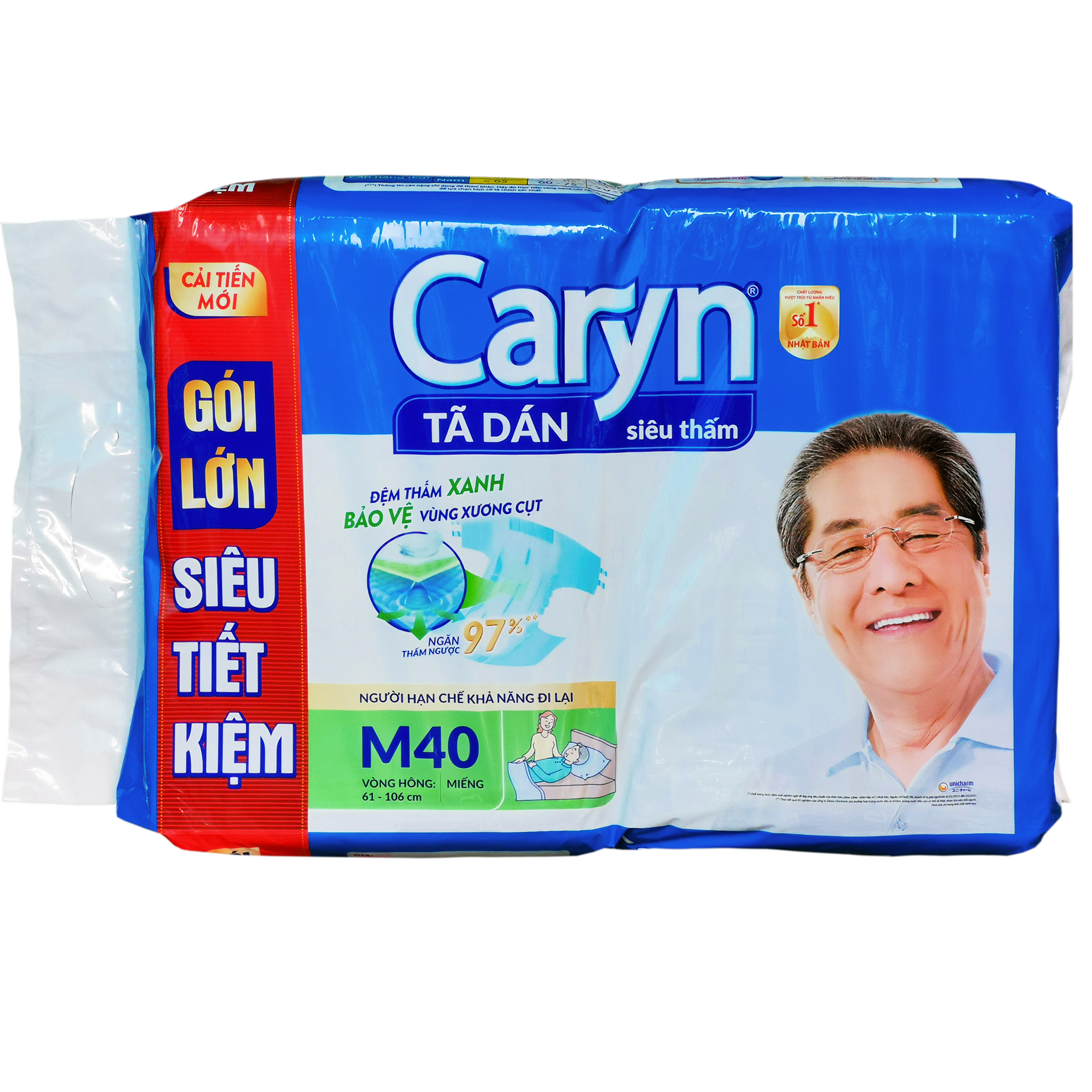 Tã Dán Siêu Thấm Caryn Size M40/L40