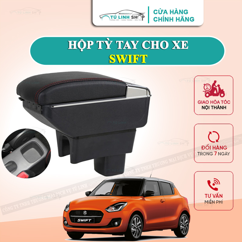 Hộp tỳ tay xe SWIFT cao cấp tích hợp cổng sạc USB - Bảo hành 12 tháng