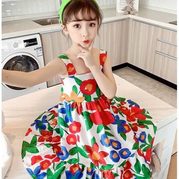 [SIZE NHÍ+ĐẠI] ĐẦM 2 DÂY BÔNG HOA SIÊU XINH