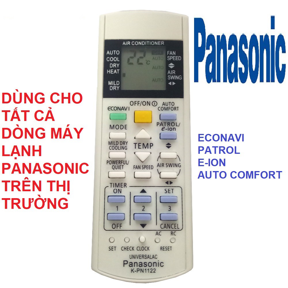 Remote điều khiển máy lạnh PANASONIC đa năng K-PN1122