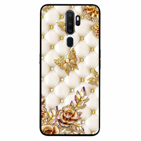 Ốp Cường Lực Dẻo Đen Dành Cho Oppo A9 2020 - A5 2020 Mẫu Bướm Vàng Giả Da