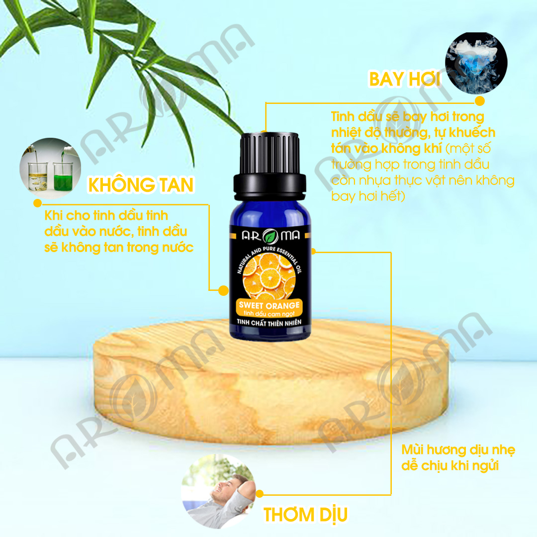 Tinh dầu Cam tươi AROMA Fresh Orange Essential Oil, tinh dầu thơm phòng thư giãn, thông mũi họng, chống say xe
