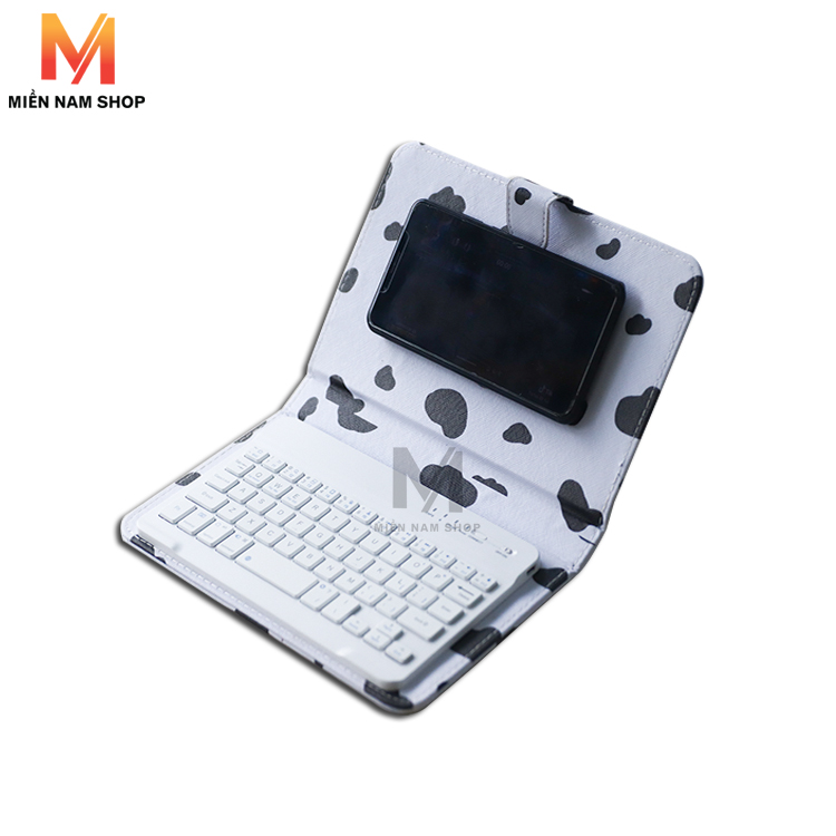 Bao da bàn phím Bluetooth kết nối không dây BÒ SỬA dùng cho IPHONE/ IPAD / hệ điều hành ANDROID WINDOWS từ 4 đến 6 inch