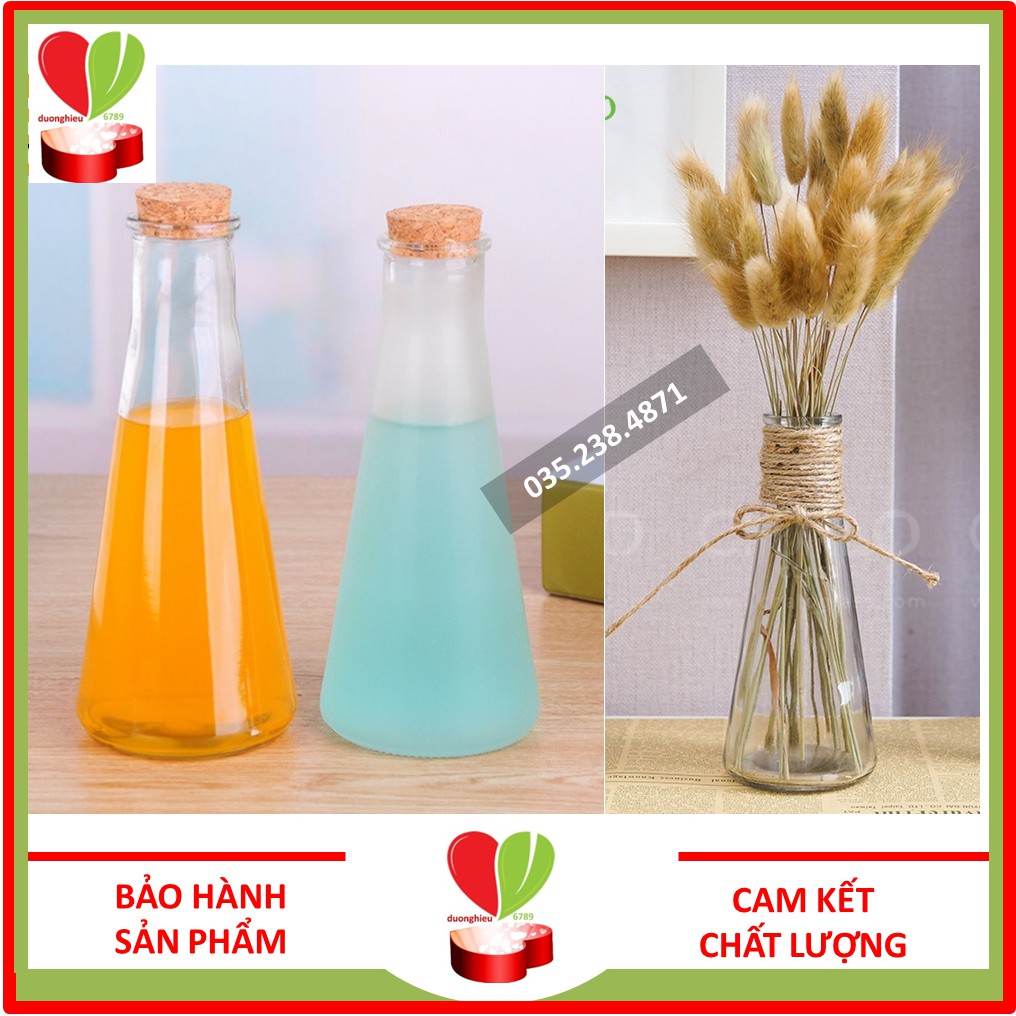 Chai Nón Thủy Tinh 350Ml Kèm Nút Gỗ - Duonghieu6789