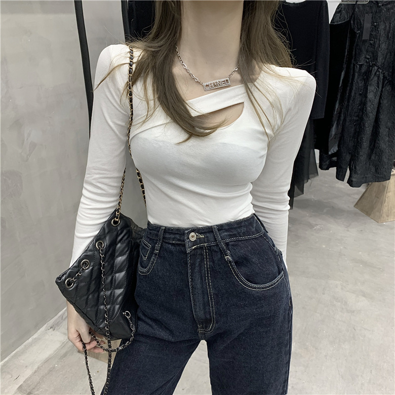 MS6829 Áo thun nữ dài tay vạt chéo cá tính