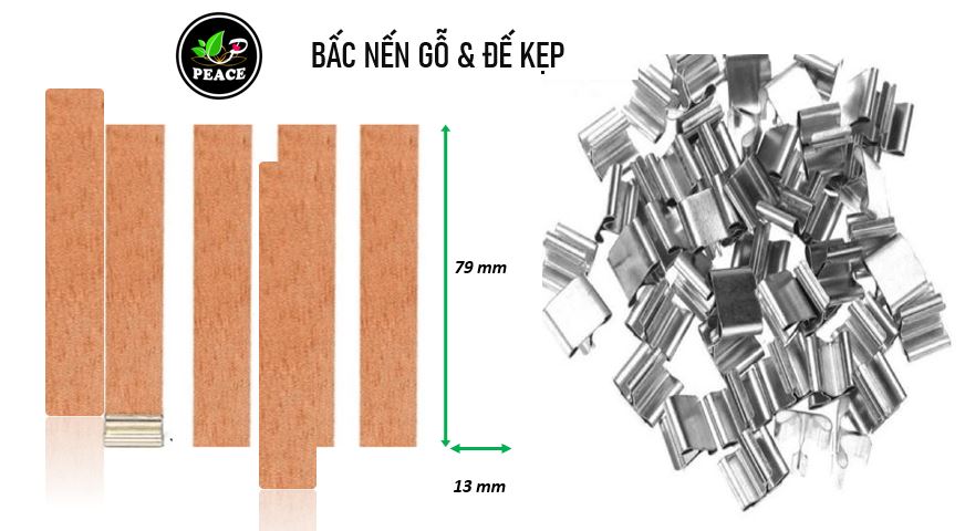Bấc nến gỗ, bấc nến gỗ, đế kẹp bấc nến gỗ