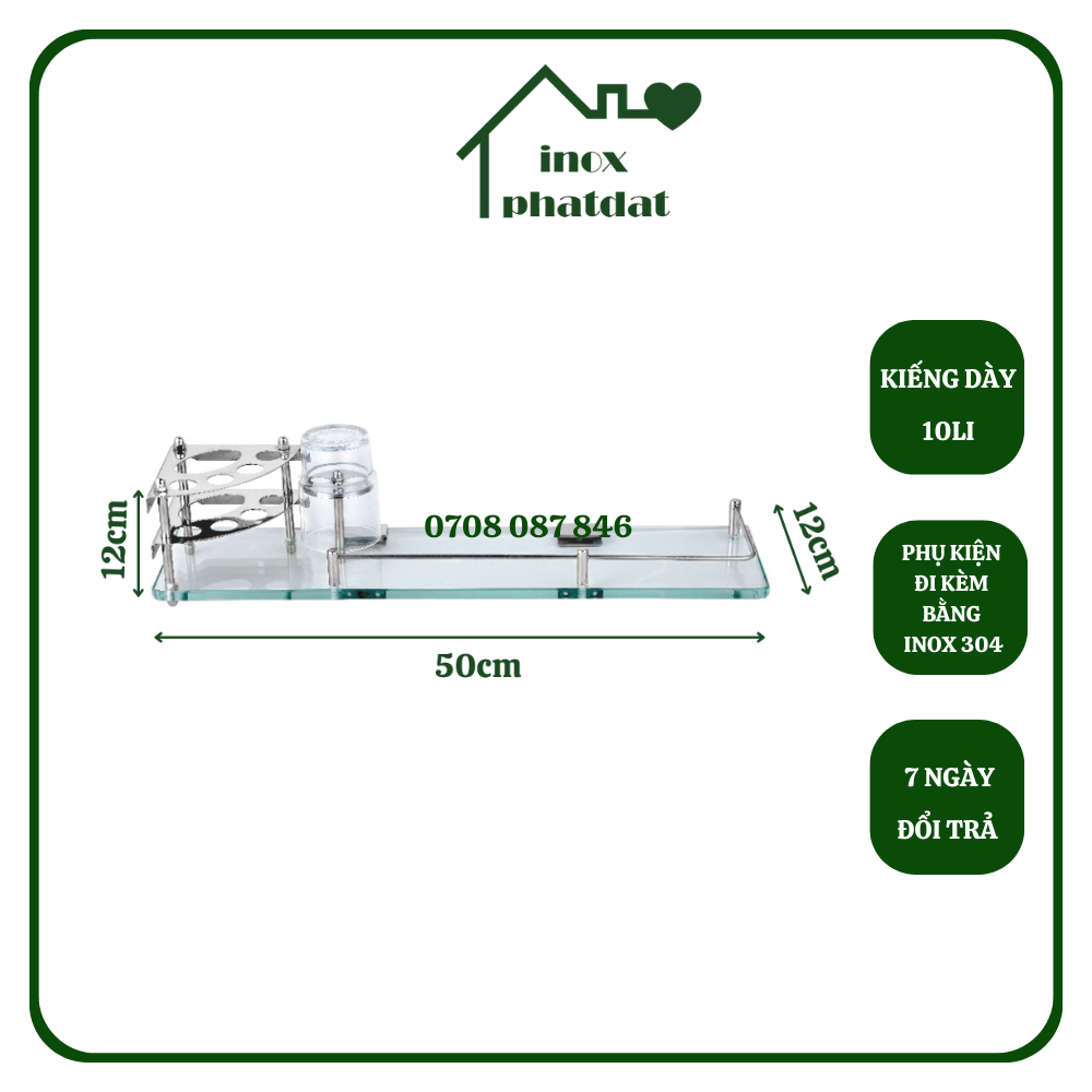 Kệ gương nhà tắm PHÁT ĐẠT để xà bông để bàn chải kem đánh răng ly súc miệng tặng kèm bộ pas ốc vít, kệ kiếng dưới gương (SP043)