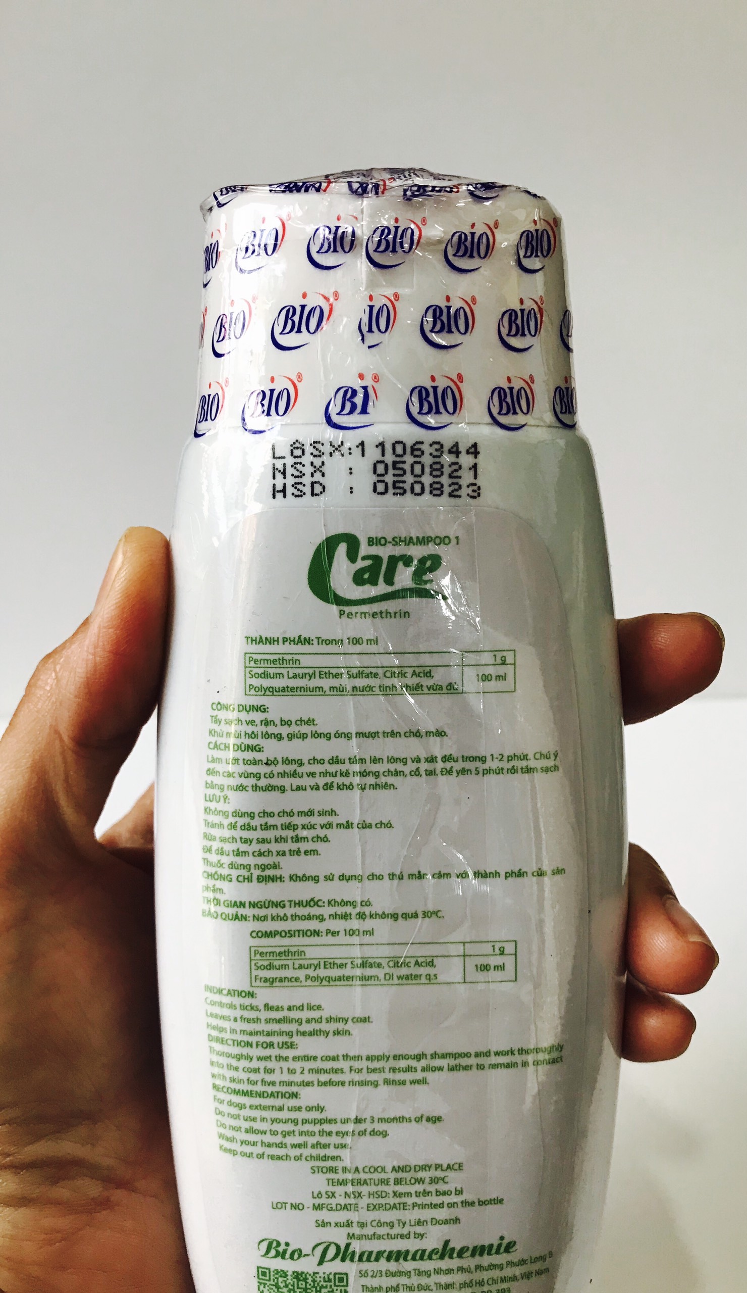 Sữa tắm Bio Care trị ve, rận dành cho chó mèo (chai)