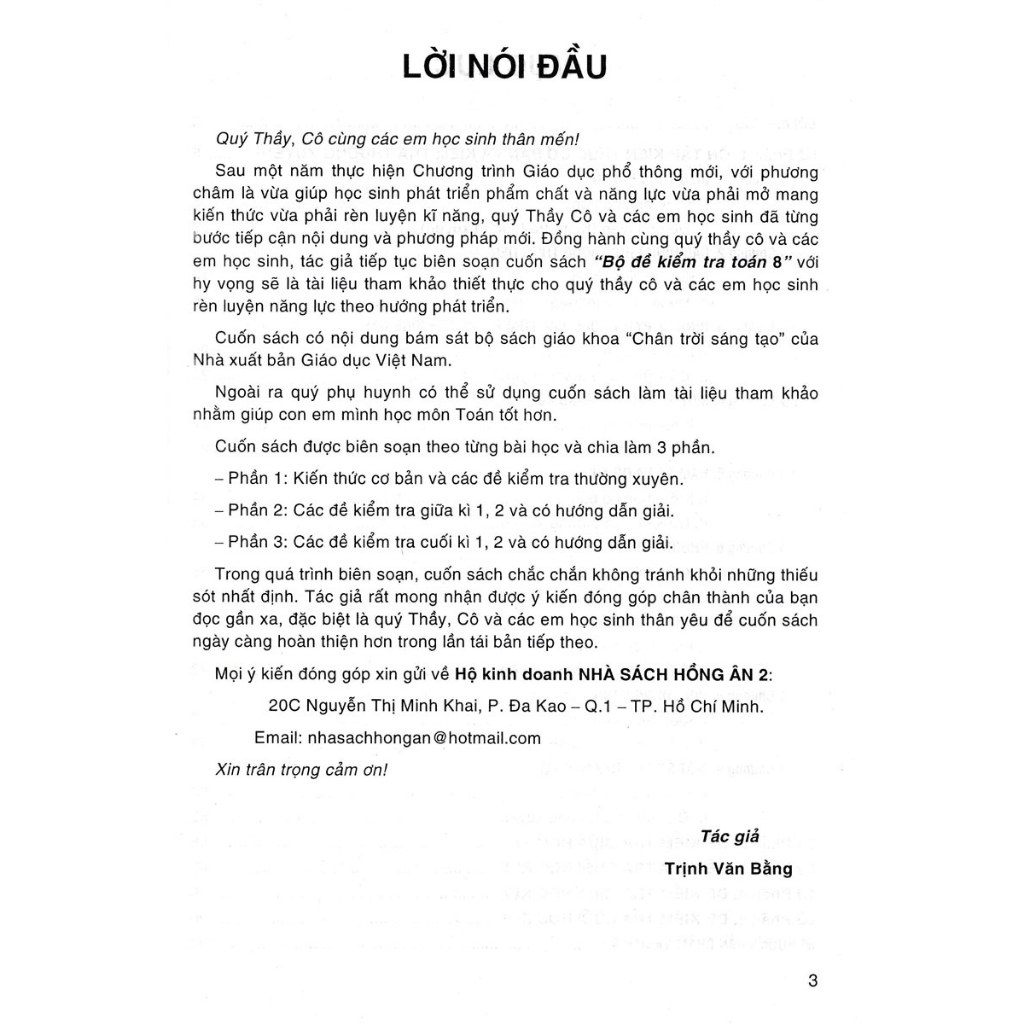 sách - Bộ đề kiểm tra Toán 8 (bám sát SGK Chân trời sáng tạo) HA